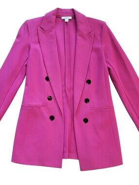 Bar III Women's Sz XS Fuchsia Pink Faux Double-Breasted Blazer Chic Sleek & Bold